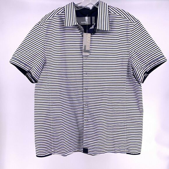 Number Lab Mens XL Striped Short Sleeve Shirt - Picture 1 of 8